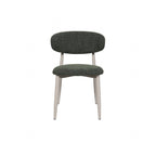 Scandi Boucle Green Curved Dining Chair with Wood Style Iron Legs - Home Furniture Interiors