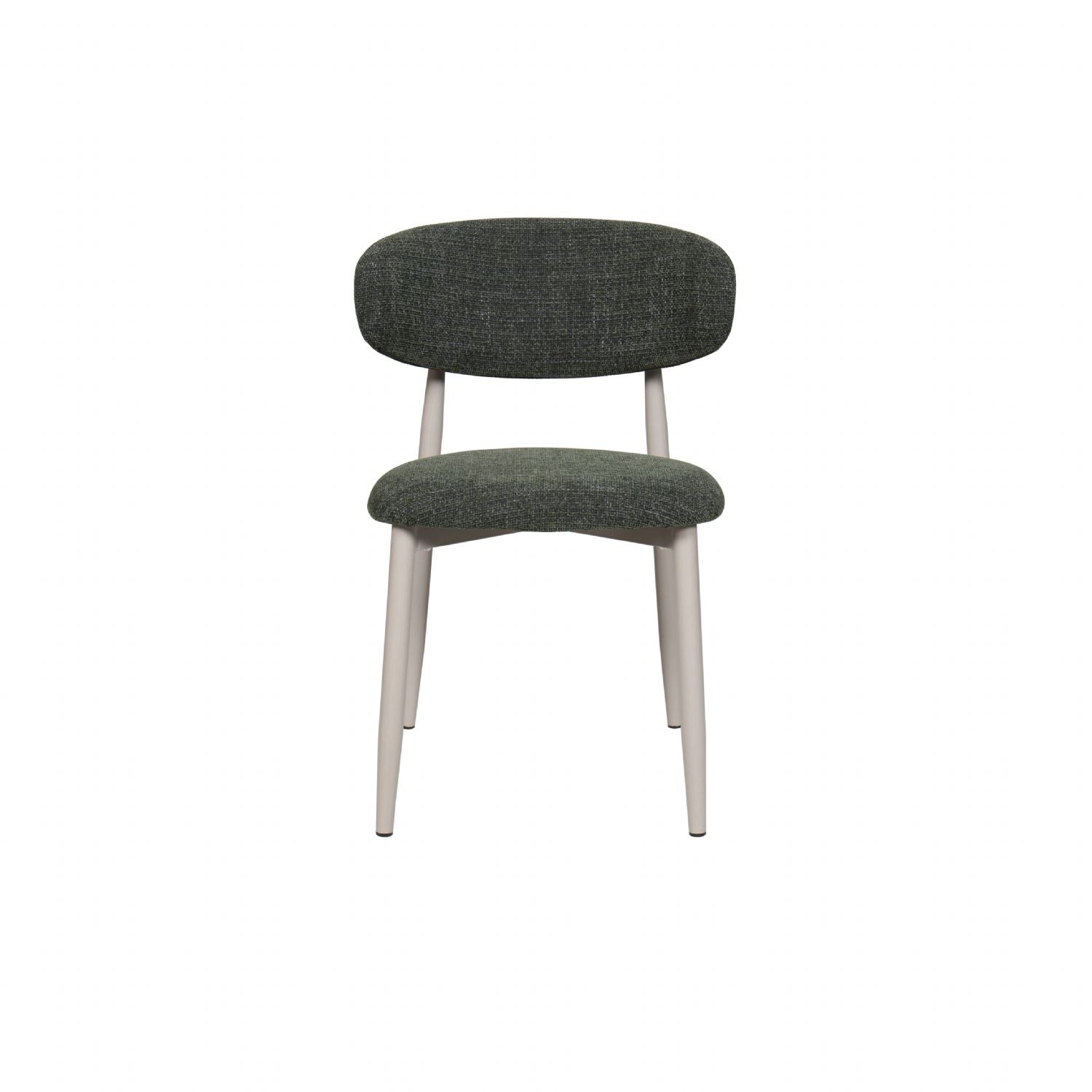 Scandi Boucle Green Curved Dining Chair with Wood Style Iron Legs - Home Furniture Interiors