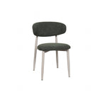 Scandi Boucle Green Curved Dining Chair with Wood Style Iron Legs - Home Furniture Interiors