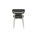 Scandi Boucle Green Curved Dining Chair with Wood Style Iron Legs - Home Furniture Interiors