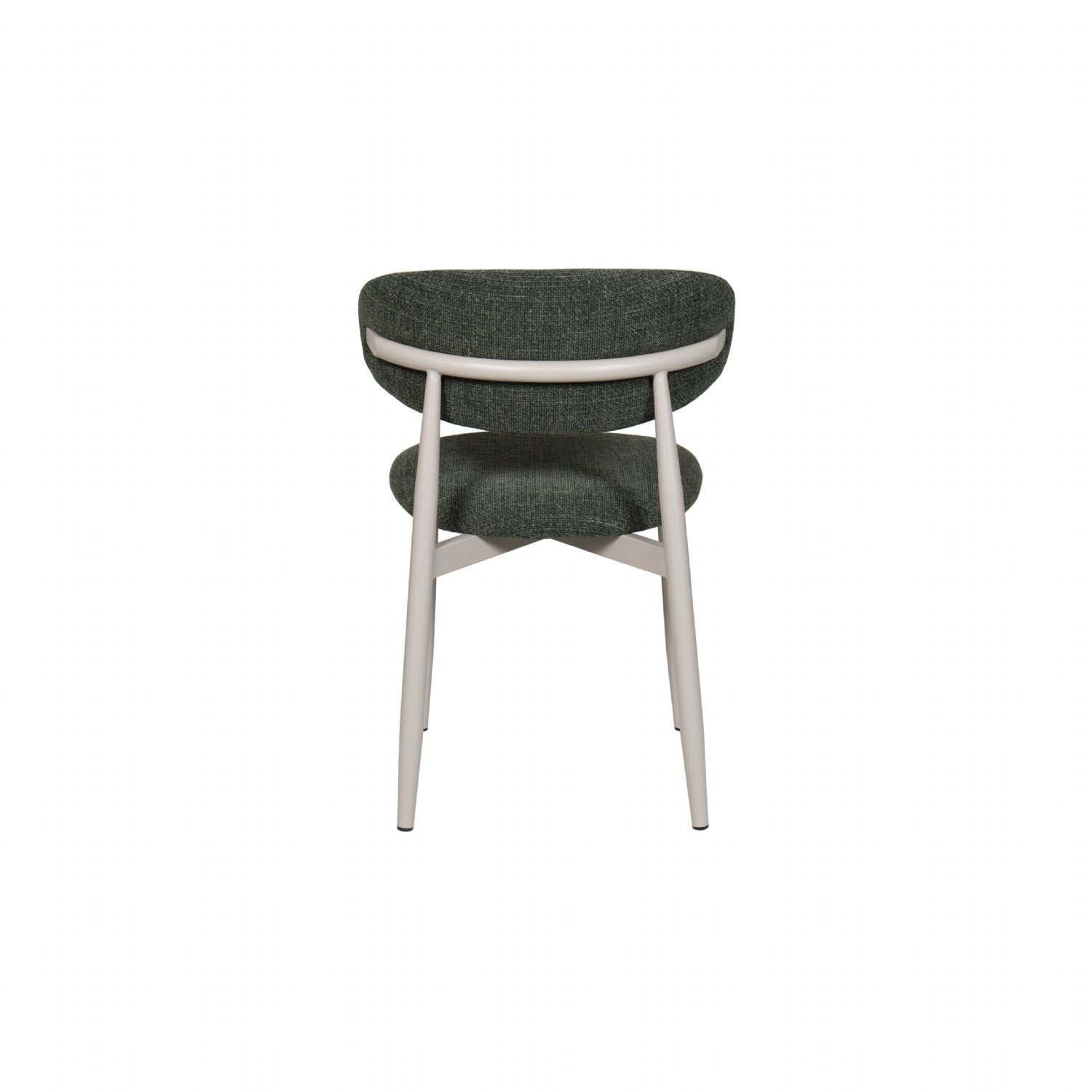 Scandi Boucle Green Curved Dining Chair with Wood Style Iron Legs - Home Furniture Interiors