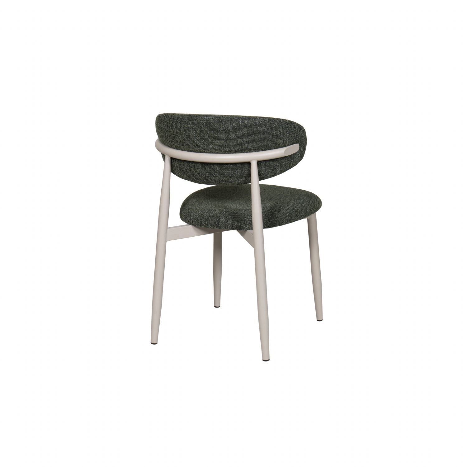 Scandi Boucle Green Curved Dining Chair with Wood Style Iron Legs - Home Furniture Interiors
