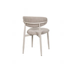 Scandi Boucle Oatmeal Curved Dining Chair with Wood Style Iron Legs - Home Furniture Interiors