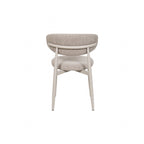 Scandi Boucle Oatmeal Curved Dining Chair with Wood Style Iron Legs - Home Furniture Interiors