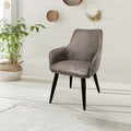 Vintage Grey PU Fabric Upholstered Dining Chair with Tapered Iron Legs