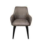 Vintage Grey PU Fabric Upholstered Dining Chair with Tapered Iron Legs - Home Furniture Interiors