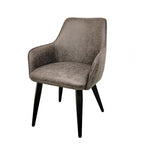 Vintage Grey PU Fabric Upholstered Dining Chair with Tapered Iron Legs - Home Furniture Interiors