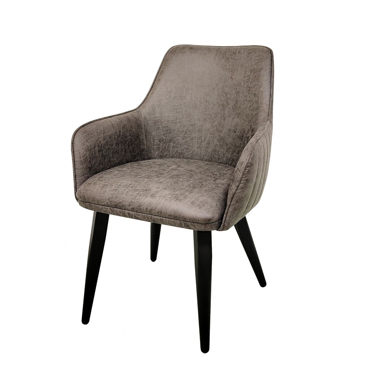 Vintage Grey PU Fabric Upholstered Dining Chair with Tapered Iron Legs - Home Furniture Interiors