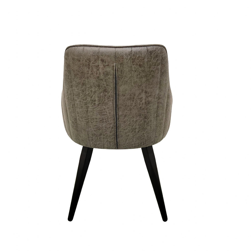 Vintage Grey PU Fabric Upholstered Dining Chair with Tapered Iron Legs - Home Furniture Interiors