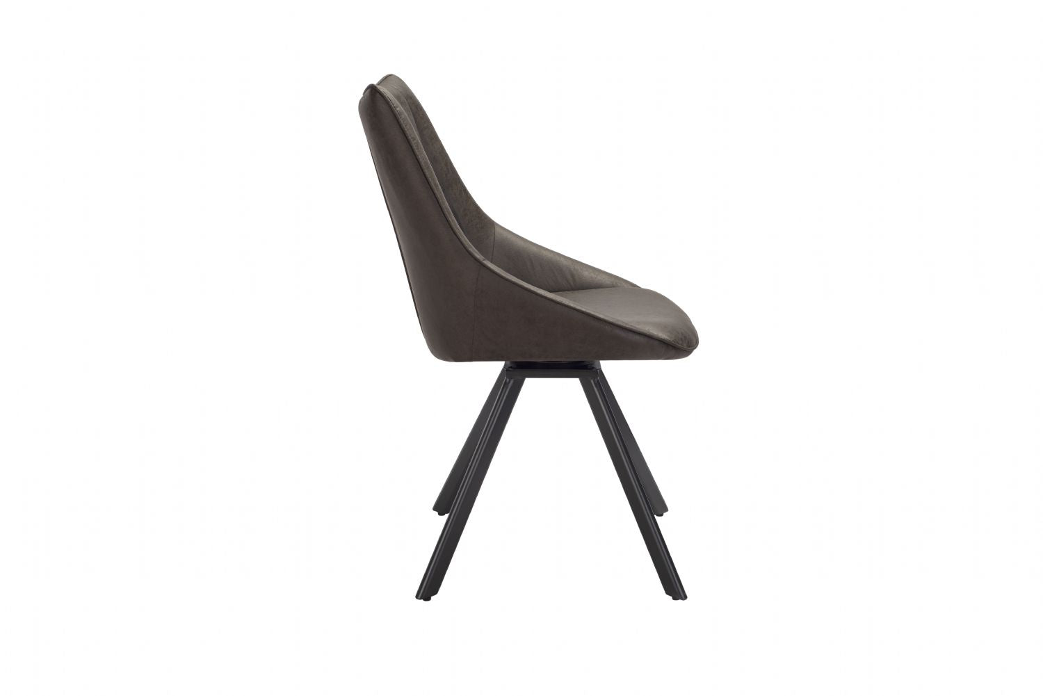 Vintage Grey Upholstered Dining Chair with Black Iron Legs - Home Furniture Interiors