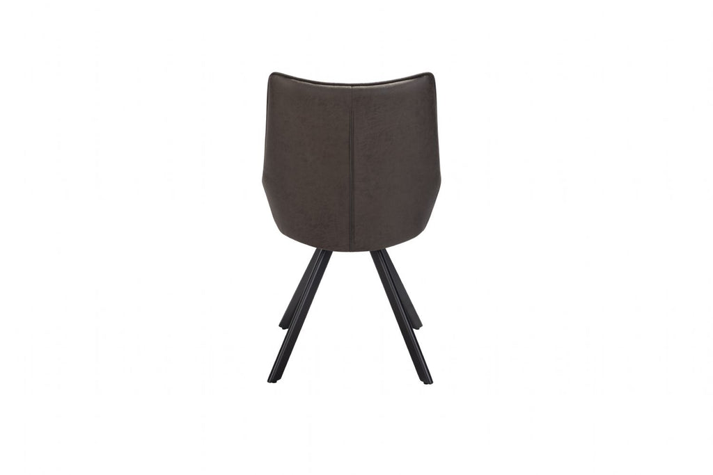 Vintage Grey Upholstered Dining Chair with Black Iron Legs - Home Furniture Interiors