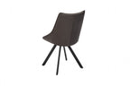 Vintage Grey Upholstered Dining Chair with Black Iron Legs - Home Furniture Interiors
