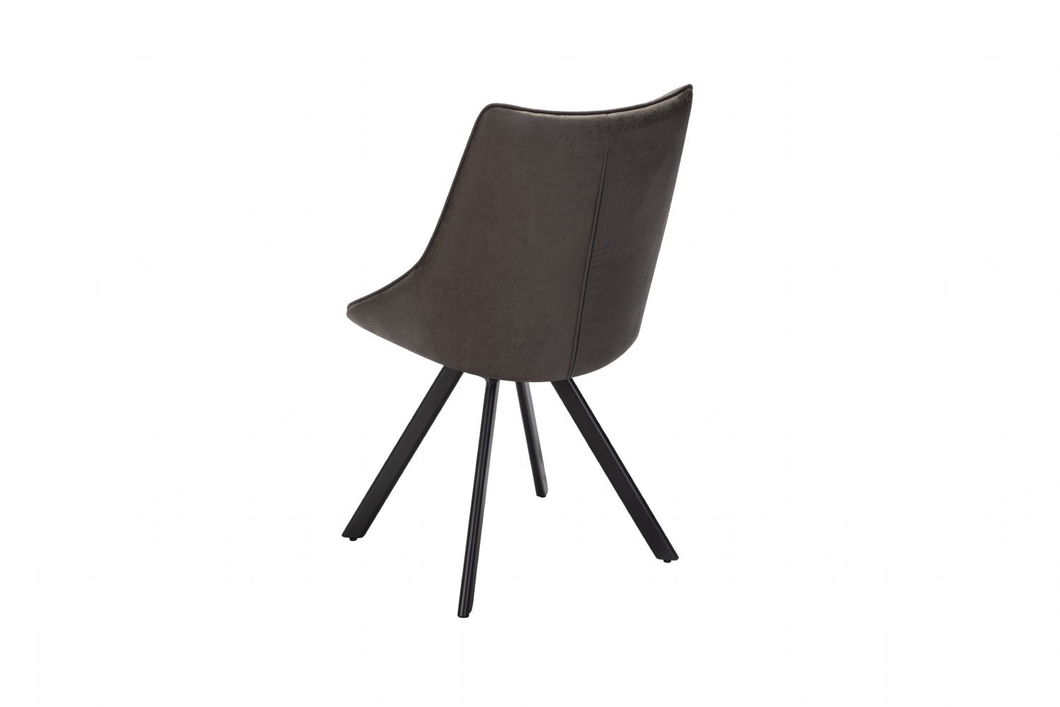 Vintage Grey Upholstered Dining Chair with Black Iron Legs - Home Furniture Interiors