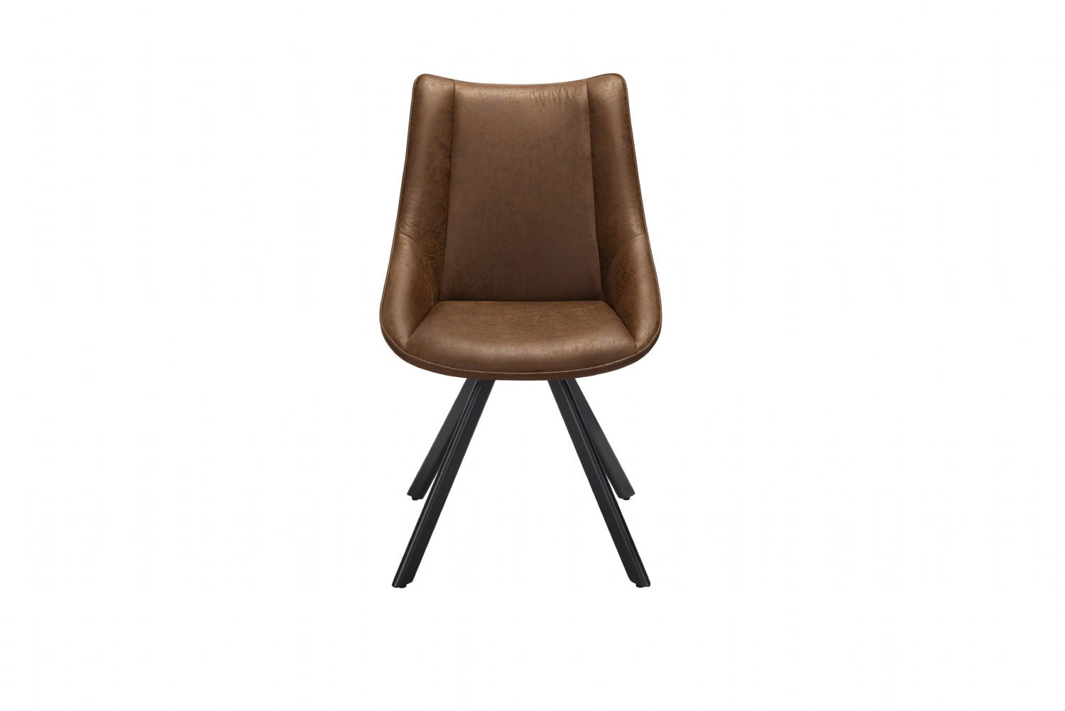 Vintage Tan Upholstered Dining Chair with Black Iron Legs - Home Furniture Interiors