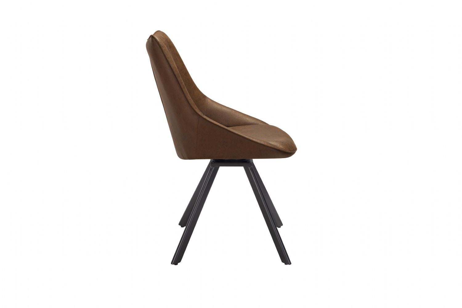 Vintage Tan Upholstered Dining Chair with Black Iron Legs - Home Furniture Interiors