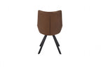 Vintage Tan Upholstered Dining Chair with Black Iron Legs - Home Furniture Interiors
