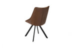Vintage Tan Upholstered Dining Chair with Black Iron Legs - Home Furniture Interiors