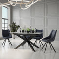Grey Ceramic and Glass Rectangular Extending Dining Table with Black Iron Base - Home Furniture Interiors