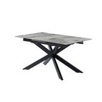 Grey Ceramic and Glass Rectangular Extending Dining Table with Black Iron Base - Home Furniture Interiors