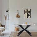 Modern Grey Ceramic and Glass Top Rectangular 4 Seater Dining Table