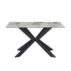Modern Grey Ceramic and Glass Top Rectangular 4 Seater Dining Table - Home Furniture Interiors