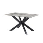 Modern Grey Ceramic and Glass Top Rectangular 4 Seater Dining Table - Home Furniture Interiors