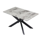 Modern Grey Ceramic and Glass Top Rectangular 4 Seater Dining Table - Home Furniture Interiors