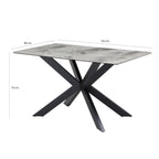 Modern Grey Ceramic and Glass Top Rectangular 4 Seater Dining Table - Home Furniture Interiors