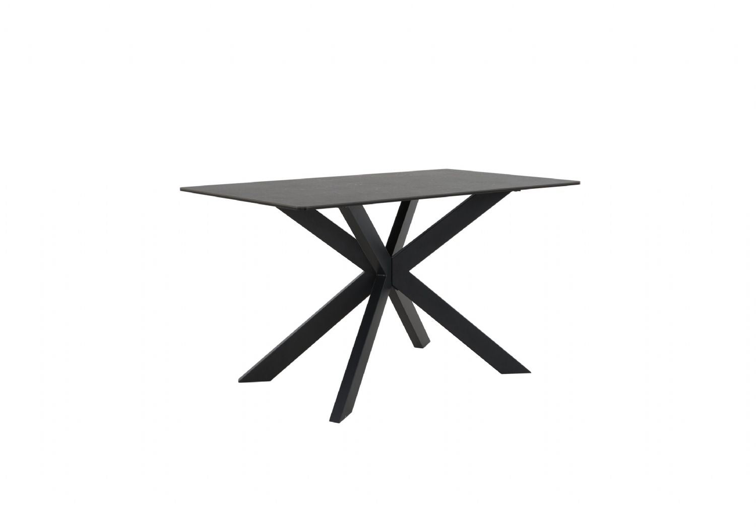 Modern Black Ceramic and Glass Top Rectangular 4 Seater Dining Table - Home Furniture Interiors