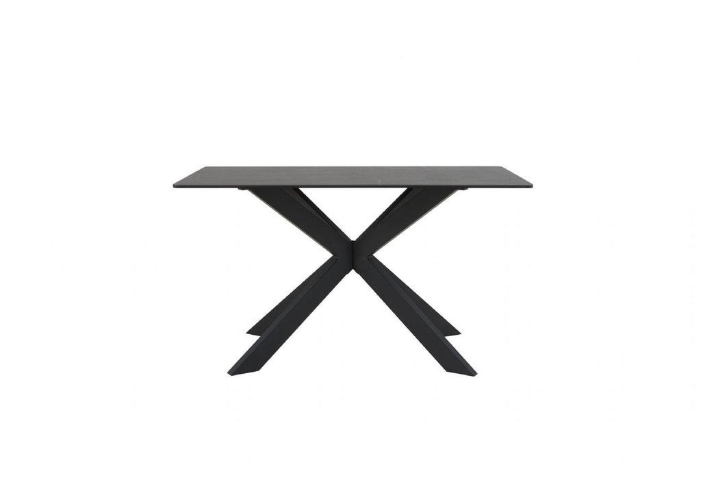 Modern Black Ceramic and Glass Top Rectangular 4 Seater Dining Table - Home Furniture Interiors