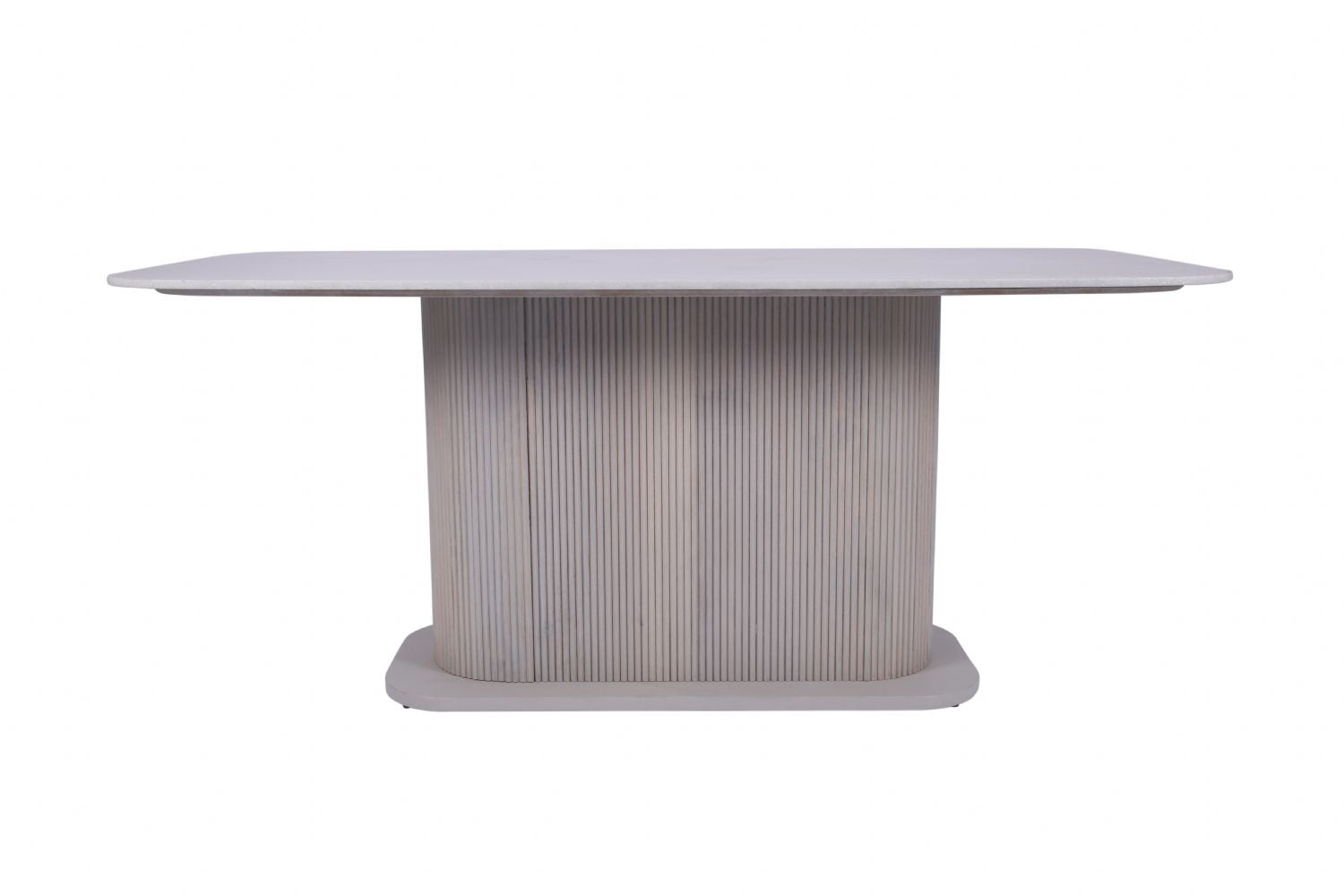 Modern White Marble Top Rectangular Mango Wood 6 Seater Dining Table - Home Furniture Interiors