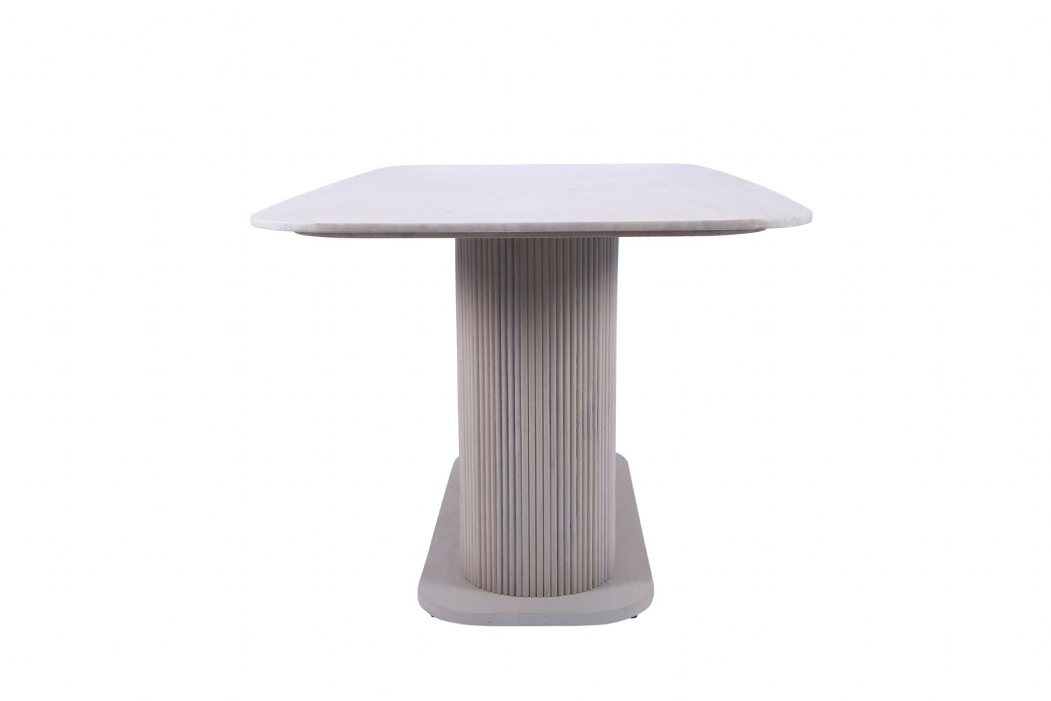Modern White Marble Top Rectangular Mango Wood 6 Seater Dining Table - Home Furniture Interiors