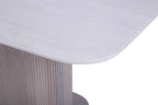 Modern White Marble Top Rectangular Mango Wood 6 Seater Dining Table - Home Furniture Interiors