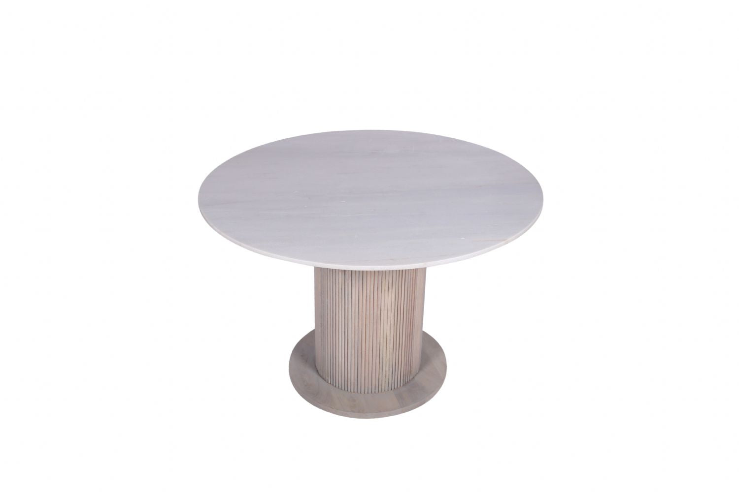 Luxury White Mango Wood and Marble Top Round 4 Seater Dining Table - Home Furniture Interiors