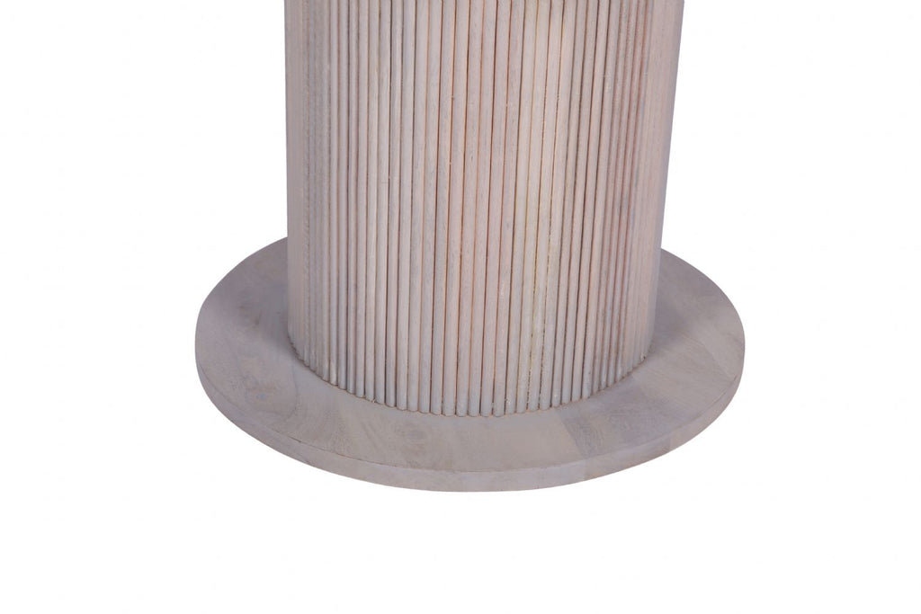 Luxury White Mango Wood and Marble Top Round 4 Seater Dining Table - Home Furniture Interiors