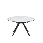White Ceramic Round 4 Seater Dining Table with Black Brushed Iron Legs - Home Furniture Interiors