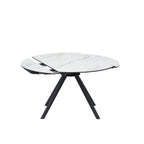 White Ceramic Round 4 Seater Dining Table with Black Brushed Iron Legs - Home Furniture Interiors