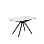 White Ceramic Round 4 Seater Dining Table with Black Brushed Iron Legs - Home Furniture Interiors