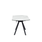 White Ceramic Round 4 Seater Dining Table with Black Brushed Iron Legs - Home Furniture Interiors