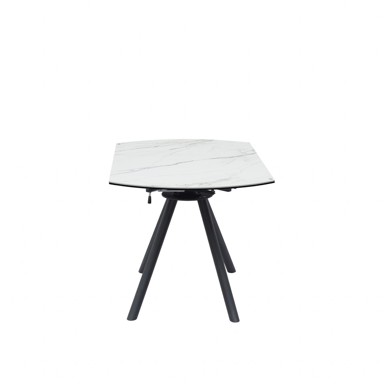 White Ceramic Round 4 Seater Dining Table with Black Brushed Iron Legs - Home Furniture Interiors
