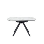White Ceramic Round 4 Seater Dining Table with Black Brushed Iron Legs - Home Furniture Interiors