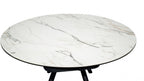 White Ceramic Round 4 Seater Dining Table with Black Brushed Iron Legs - Home Furniture Interiors