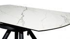 White Ceramic Round 4 Seater Dining Table with Black Brushed Iron Legs - Home Furniture Interiors