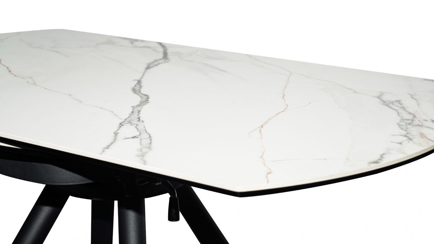 White Ceramic Round 4 Seater Dining Table with Black Brushed Iron Legs - Home Furniture Interiors