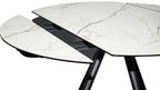 White Ceramic Round 4 Seater Dining Table with Black Brushed Iron Legs - Home Furniture Interiors