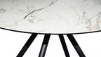 White Ceramic Round 4 Seater Dining Table with Black Brushed Iron Legs - Home Furniture Interiors