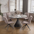 Modern White Round Ceramic 4 Seater Extending Dining Table with Black Iron Base - Home Furniture Interiors