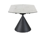Modern White Round Ceramic 4 Seater Extending Dining Table with Black Iron Base - Home Furniture Interiors