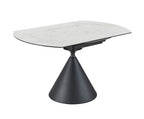 Modern White Round Ceramic 4 Seater Extending Dining Table with Black Iron Base - Home Furniture Interiors