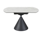 Modern White Round Ceramic 4 Seater Extending Dining Table with Black Iron Base - Home Furniture Interiors